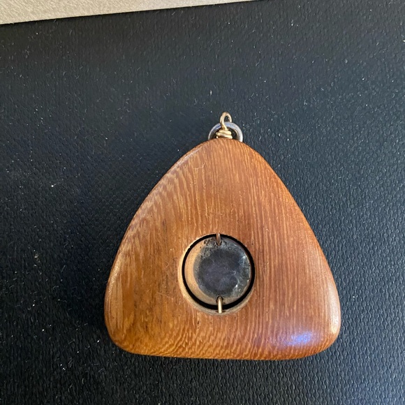 Vintage Wood Pendant w/Sterling Inset. Custom Made - Picture 3 of 4